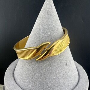 Vintage Monet Bangle Bracelet Gold Tone 8.5"